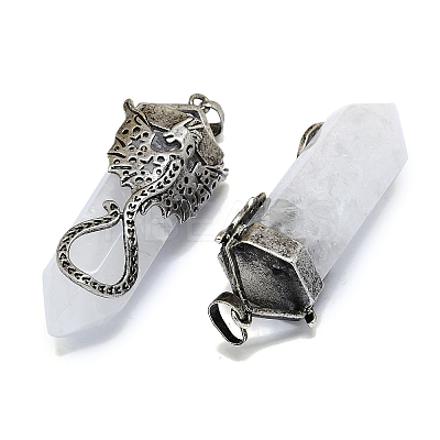 Natural Quartz Crystal Faceted Pointed Bullet Big Pendants G-Q165-02AS-07-1