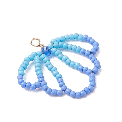 3Pcs Glass Seed Beaded Shell Shapes Pendants PALLOY-MZ01174-1