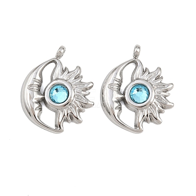 304 Stainless Steel Rhinestone Pendants STAS-Z166-24P-12-1
