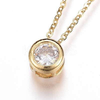 Brass Micro Pave Cubic Zirconia Pendant Necklaces NJEW-O108-29G-1