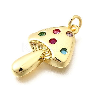 Brass Micro Pave Cubic Zirconia Pendants X-KK-F896-03G-1