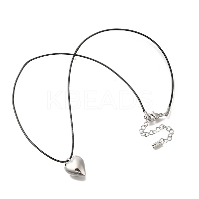 304 Stainless Steel Heart Pendant Necklaces for Women NJEW-F328-17P-1