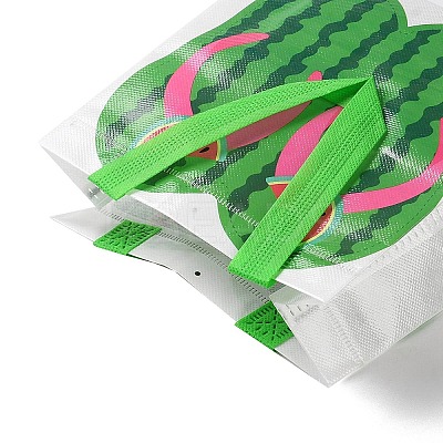 Summer Beach Theme Printed Flip Flops Non-Woven Reusable Folding Gift Bags with Handle LS-ABAG-F009-E09-1