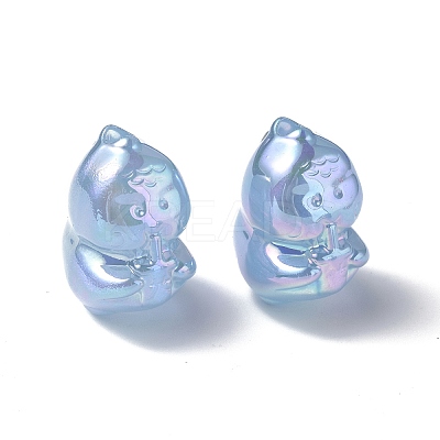 UV Plating Rainbow Iridescent Acrylic Beads PACR-M003-15F-1