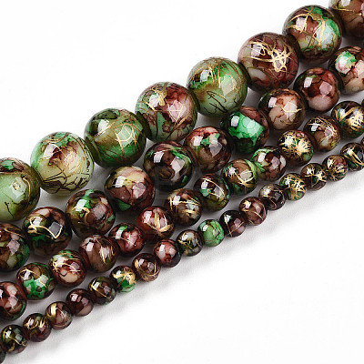 Baking Paint Glass Beads Strands DGLA-N003-6mm-B07-1