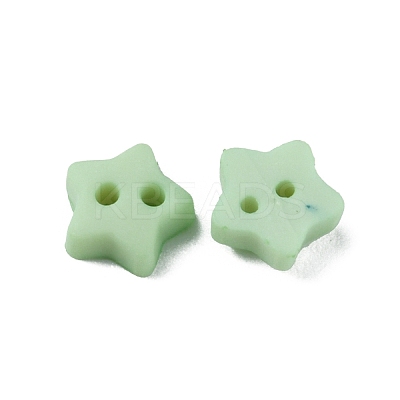 2-Hole Frosted Mini Resin Buttons BUTT-WH0020-28D-1