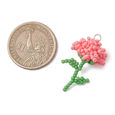 Glass Seed Beaded Flower Pendans PALLOY-MZ01224-02-1