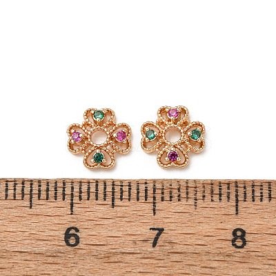 Brass Cubic Zirconia Bead Caps ZIRC-L105-03A-G-1