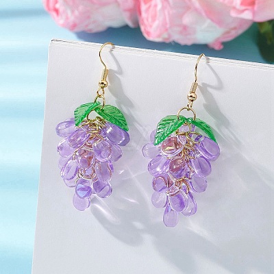 Transparent Glass Dangle Earrings EJEW-JE06863-02-1