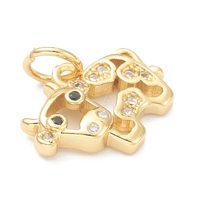 Brass Clear Cubic Zirconia Charms ZIRC-B010-22G-1