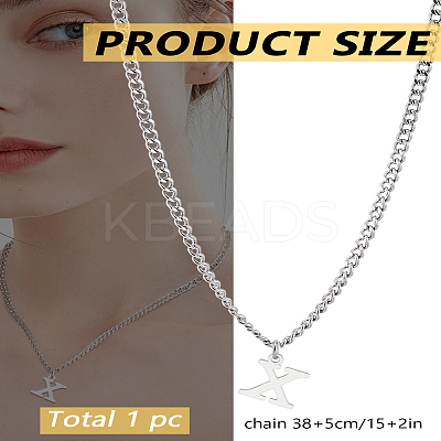 1Pc 304 Stainless Steel Letter Pendant Necklaces NJEW-LP0001-33X-P-1