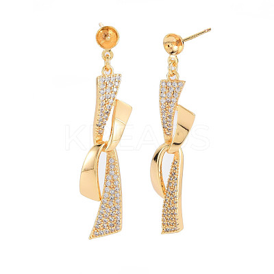 Brass Micro Pave Cubic Zirconia Stud Earring Findings KK-S364-042-1