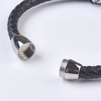 Men's Braided Leather Cord Bracelets BJEW-P194-09-1