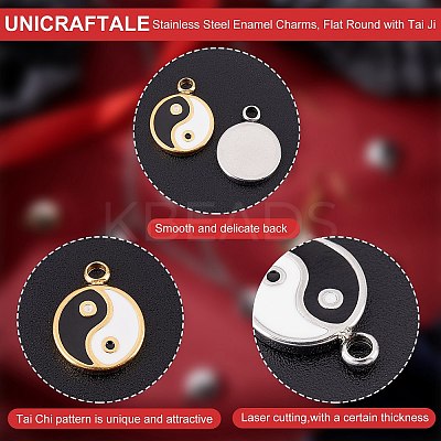 12Pcs 2 Colors Fashion 304 Stainless Steel Enamel Charms STAS-UN0035-98-1