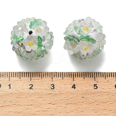 Polymer Clay Rhinestone Beads with Resin X-RESI-Z045-06-1