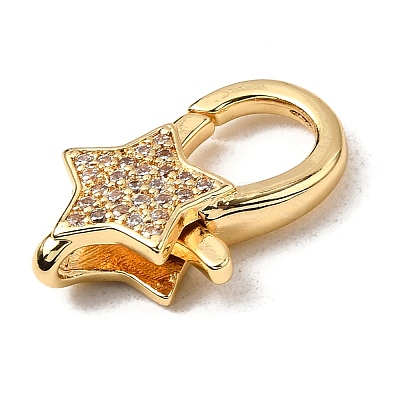 Brass Clear Cubic Zirconia Lobster Claw Clasps KK-Z078-49A-G-1