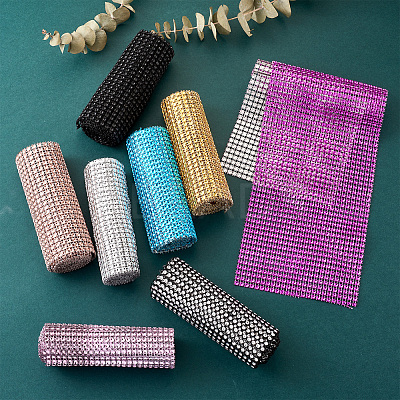 Plastic 24 Rows Rhinestone Mesh Wrap Roll AJEW-TA0001-09-1