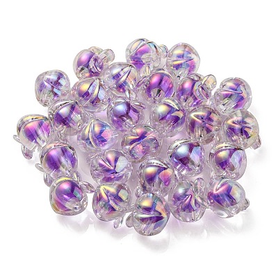 UV Plating Rainbow Iridescent Acrylic Beads OACR-F004-02E-1