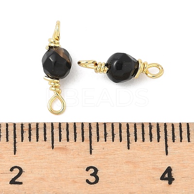 Dyed Natural Agate Faceted Round Connector Charms KK-C097-06G-05-1