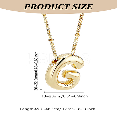 1pc Brass Chain with Alloy Letter Pendants Necklaces NJEW-LP0001-41G-G-1