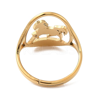 Ion Plating(IP) 304 Stainless Steel Horse Adjustable Ring for Women RJEW-M149-21G-1