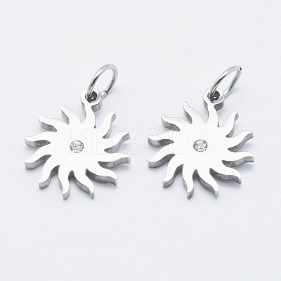 Eco-Friendly 316 Surgical Stainless Steel Micro Pave Cubic Zirconia Charms RB-I078-72P-NR-1