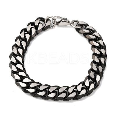 304 Stainless Steel Cuban Link Chain Bracelets for Men Women BJEW-C124-04B-02-1