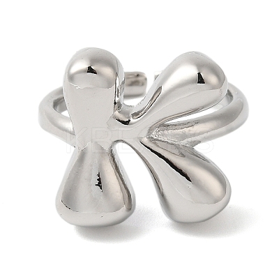 Initials Brass Open Cuff Ring for Women RJEW-N046-02K-P-1