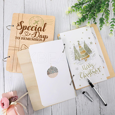 Wooden 2-Ring Loose Leaf Binder Postcard Phote Album Cover DIY-WH0547-028-1
