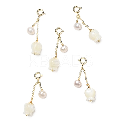 Natural Trochid Shell Flower Pendant Decoration G-K341-08G-1