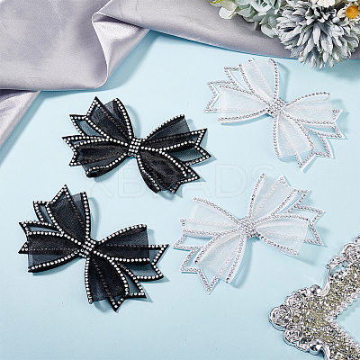 4Pcs 2 Colors Bowknot Polyester Rhinestone Shoe Decorations FIND-GO0002-32-1