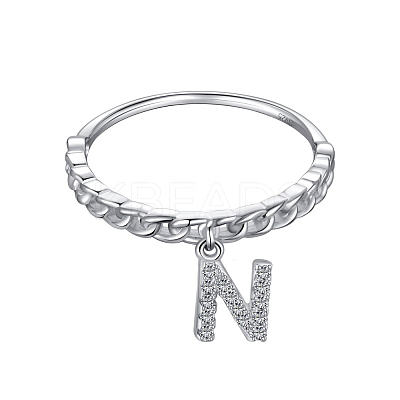 Rhodium Plated 925 Sterling Silver Micro Pave Clear Cubic Zirconia Finger Ring for Women RJEW-F150-16B-11P-1