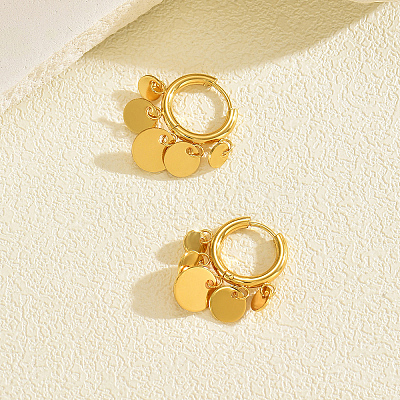 Stainless Steel Flat Round Chandelier Earrings X-JB5555-1