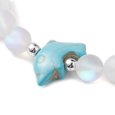 Beach Dolphin Dyed Synthetic Turquoise Bead Bracelets BJEW-JB10252-03-1