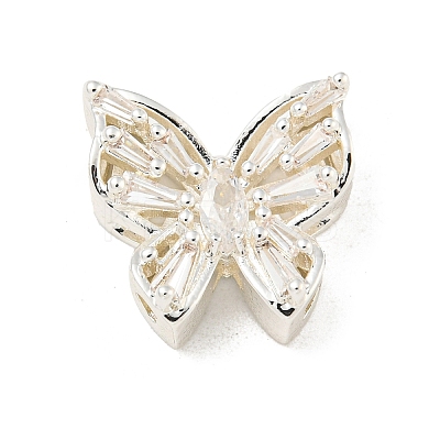Brass Micro Pave Clear Cubic Zirconia Beads KK-Z057-08S-1
