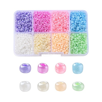 3384Pcs 8 Colors 8/0 Glass Seed Beads SEED-YW0002-23-1