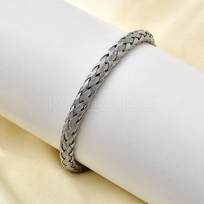 Braided 304 Stainless Steel Cuff Bangles for Women BJEW-A067-07P-1