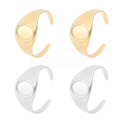 4Pcs 2 Colors Ion Plating(IP) 304 Stainless Steel Oval Chunky Open Cuff Ring Findings RJEW-UN0001-23-1