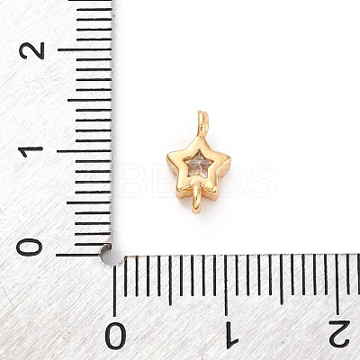 Brass Cubic Zirconia Star Connector Charms KK-Z084-11G-04-1