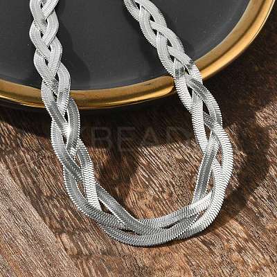 Non-Tarnish 304 Stainless Steel Interlocking Triple Herringbone Chain Necklace for Men Women NJEW-H167-01P-1
