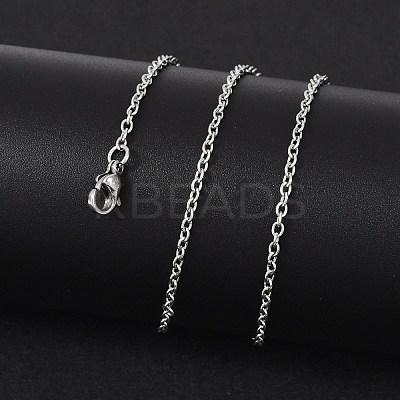 Non-Tarnish Classic Plain 304 Stainless Steel Mens Womens Cable Chain Necklace Making STAS-P045-01P-A-1