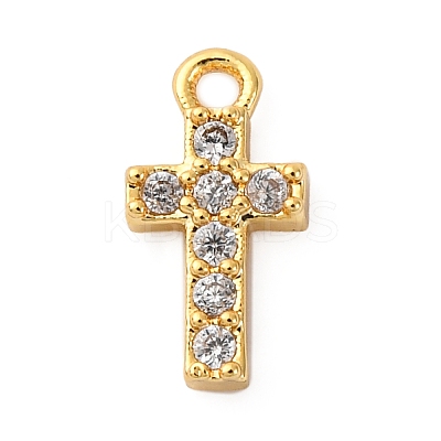 Brass Micro Pave Clear Cubic Zirconia Charms KK-V016-22A-G-1