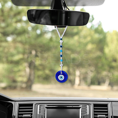 2Pcs Blue Lampwork Evil Eye Car Hanging Ornament HJEW-DC0001-13-1
