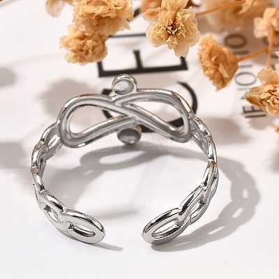 Infinity 304 Stainless Steel Open Cuff Rings for Women RJEW-M046-04P-1