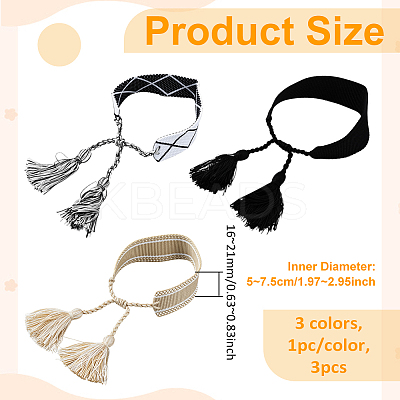 3Pcs 3 Colors Handmade Cotton Cord Braided Bracelets for Women BJEW-GO0002-01-1