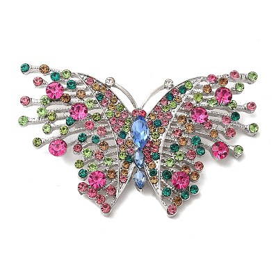 Butterfly Alloy Colorful Rhinestone Brooch JEWB-R025-05-1