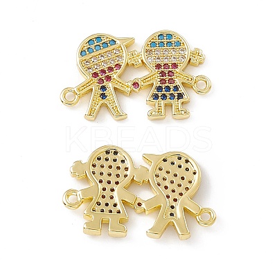 Brass Micro Pave Cubic Zirconia Connector Charms KK-E068-VC083-1
