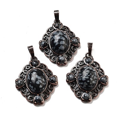 Natural Snowflake Obsidian Rhombus Pendants G-K363-02R-14-1