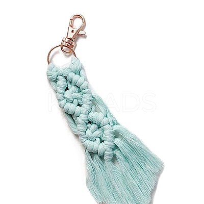 Macrame Cotton Cord Woven Tassel Pendant Keychain PW23073177596-1