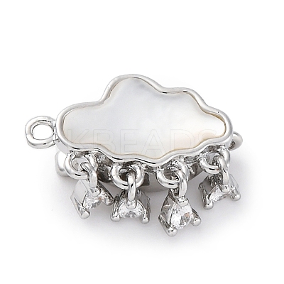 Brass Micro Pave Clear Cubic Zirconia Box Clasps KK-P291-34P-1